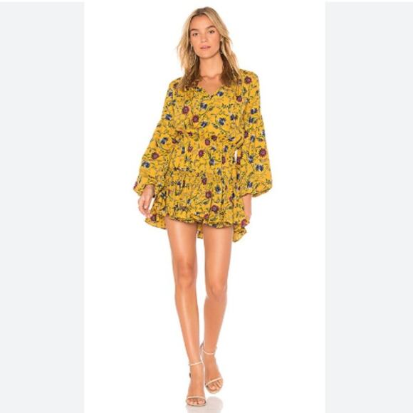 Misa Violet Dress Small Balloon Sleeve Smocked Mini Marigold Floral Yellow - Picture 11 of 11